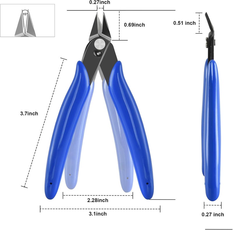 LBOKLING 5 Inch Micro Flush Cutter, 5Pack Small Wire Cutters Spring Loaded Cutting Pliers, Wire Cutters for Jewelry Making, Soft Copper Wire, Floral, Electronics, Model Craft, Heating Wire, 3D Print - Image 2